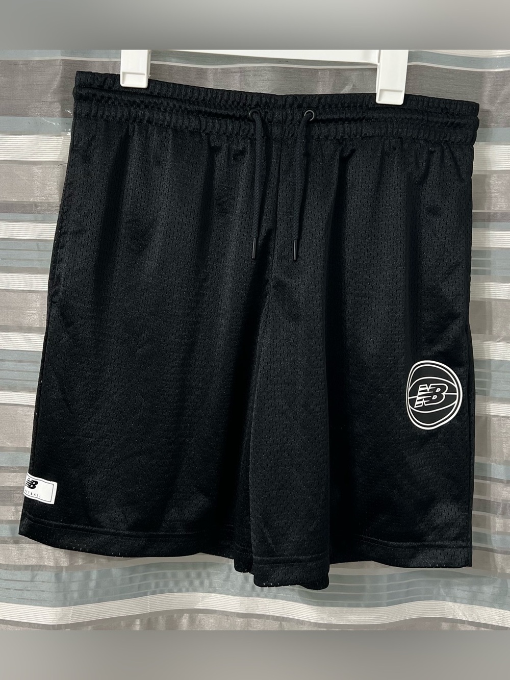 New Balance Black Men’s Essential Athletic Mesh Basketball Shorts with Logo